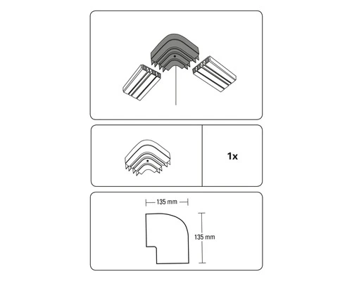 GARDINIA Ronde Bochtverlenging 90° Voor Driesporige Gordijnrails 2 GARDINIA Ronde Bochtverlenging 90° Voor Driesporige Gordijnrails - Afbeelding 2