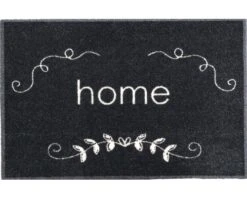 MD ENTREE Schoonloopmat Ambiance Home Flower Zwart 50x75 Cm