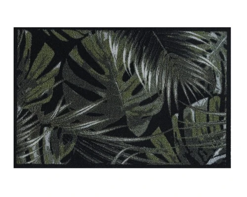 MD ENTREE Schoonloopmat Ambiance Palm Leaves Zwart/groen 50x75 Cm 1 MD ENTREE Schoonloopmat Ambiance Palm Leaves Zwart/groen 50x75 Cm