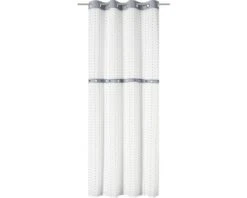 SOLEVITO Gordijn Met Ringen Bobbel Wit/grijs 140x255 Cm