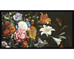 MD ENTREE Schoonloopmat Bloemen Zwart 40x80 Cm