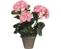 MICA DECORATIONS Kunstplant Hortensia Roze In Pot H 40 Cm