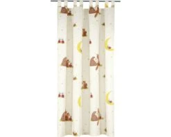 Gordijn Met Lussen Bos Dieren Beige 135x160 Cm