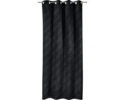 Verduisterend Gordijn Met Ringen Golven Zwart 135x245 Cm