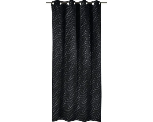 Verduisterend Gordijn Met Ringen Golven Zwart 135x245 Cm 1 Verduisterend Gordijn Met Ringen Golven Zwart 135x245 Cm