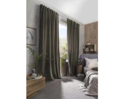 HOME FASHION Gordijn Met Plooiband Wolly Bruin 135x245 Cm
