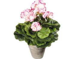 Kunstplant Geranium Roze In Pot H 34 Cm
