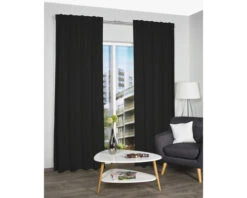 HOME FASHION Verduisterend Gordijn Met Plooiband Zwart 134x245 Cm 2 Stuks