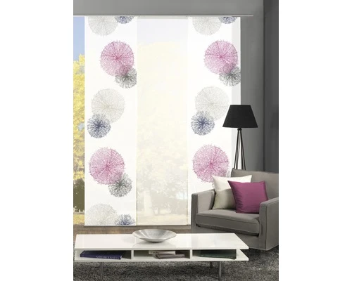 HOME FASHION Paneelgordijn Scoppio Wit/lila 60x245 Cm Set Van 3 1 HOME FASHION Paneelgordijn Scoppio Wit/lila 60x245 Cm Set Van 3