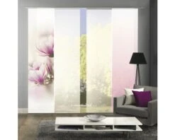 HOME FASHION Paneelgordijn Magnene Wit/roze 60x245 Cm Set Van 4