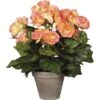 Kunstbloem Begonia, Hoogte 30 Cm, Ø 25 Cm, Zalm